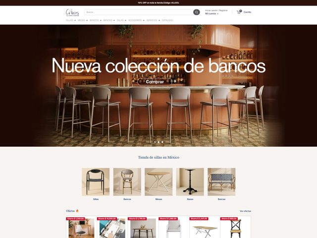 Vista de la tienda All Chairs México desarrollada por PixelHead